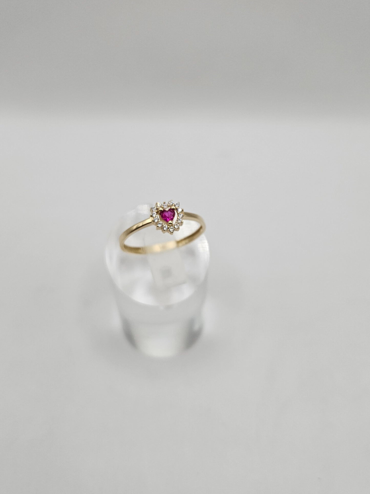 Anillo de corazon rojo 14k