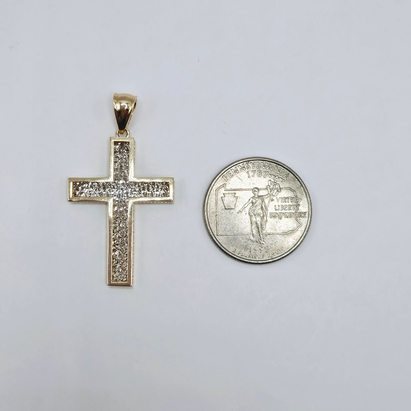 Pendiente de cruz 14k