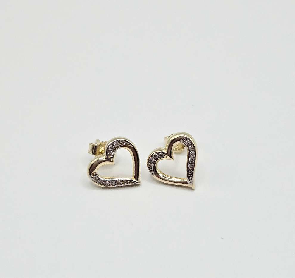 Aretes de corazon 14k