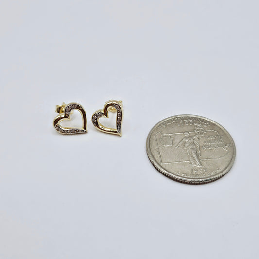 Aretes de corazon 14k