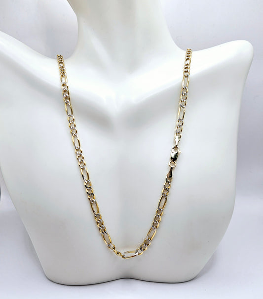 Cadena Figaro corte diamante 14k
