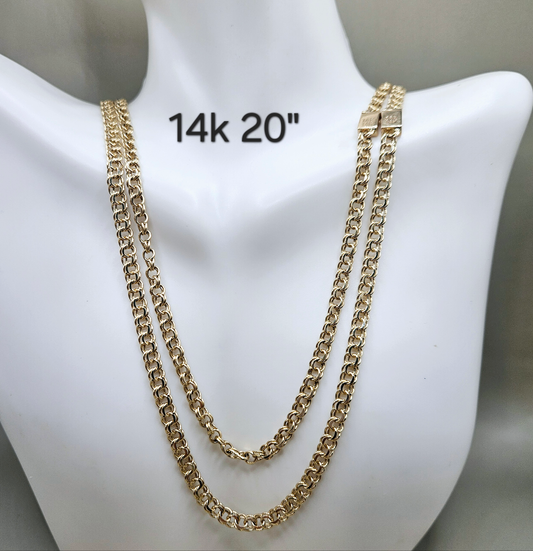 Cadena tejido chino solida 14k