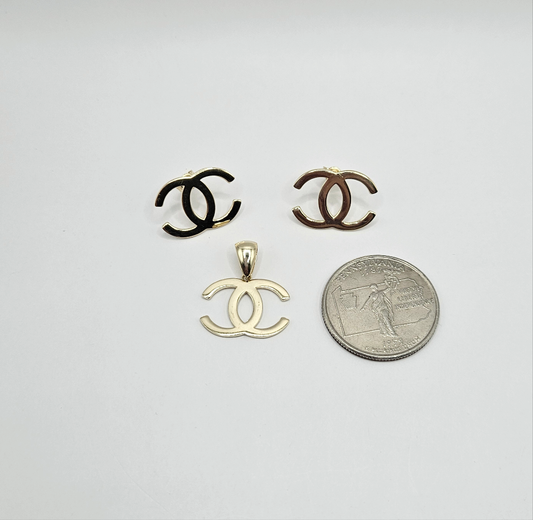 Set de aretes y pendiente CC 14k