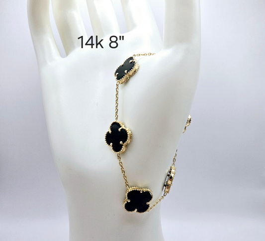 Esclava de trebol oscuro 14k