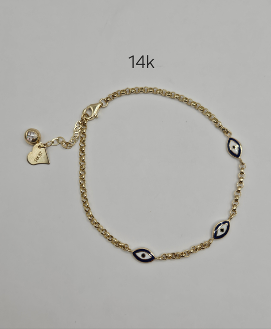 Esclava de ojo turco 14k